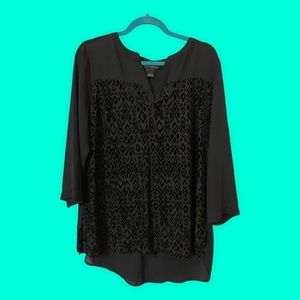 Black sheer patterned women’s top